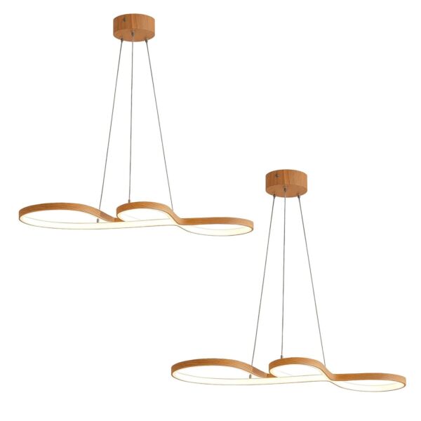 Set of 2 Saxton - Wood Effect LED Ceiling Pendants
