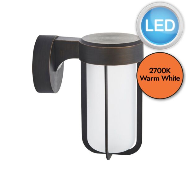 Bothy - Brushed Bronze Outdoor LED Wall Light Frosted Glass