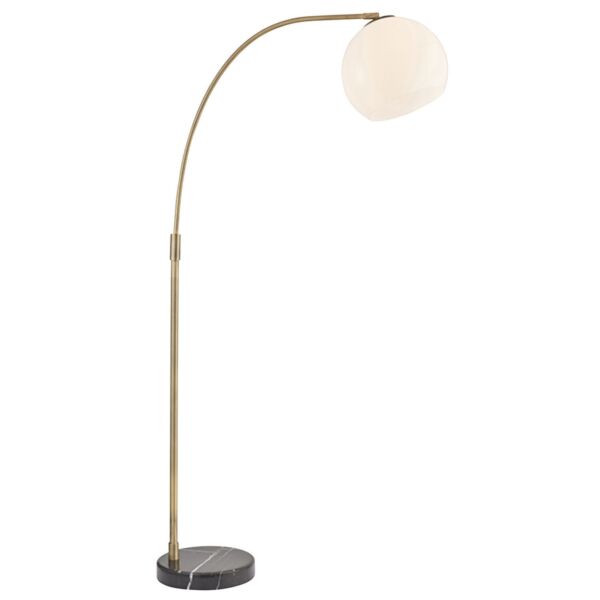 Endon Lighting - Otto - 91744 - Antique Brass Black Marble Opal Glass Floor Reading Lamp
