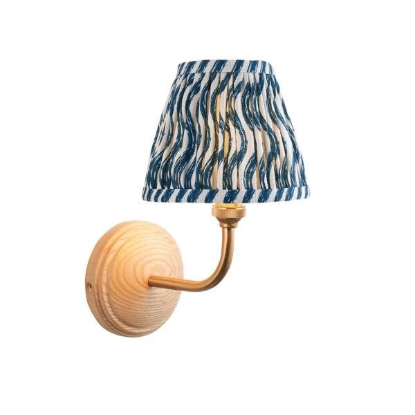 Endon Lighting - Wood Arc & Ripple 16cm - 115806 - Ash Wood Blue Wall Light