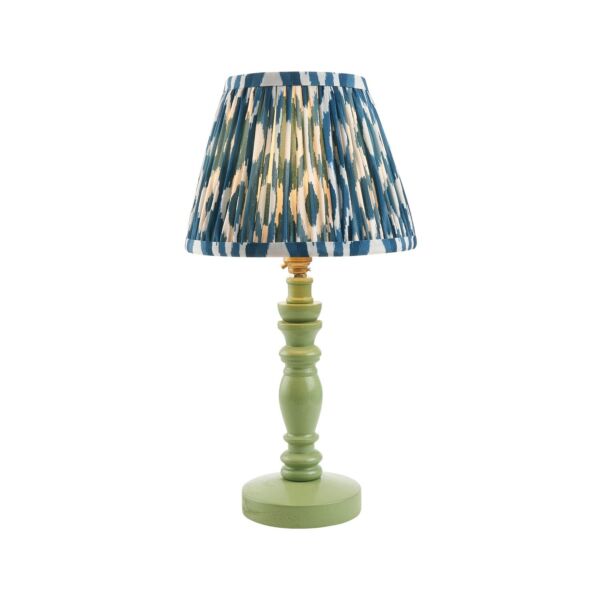 Endon Lighting - Bibury & Ikat 20cm - 115944 - Green Aged Brass Blue Table Lamp With Shade