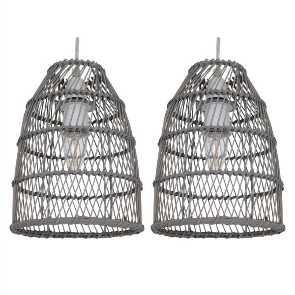 Set of 2 Bamboo - Grey Bamboo Easy Fit Pendant Shades