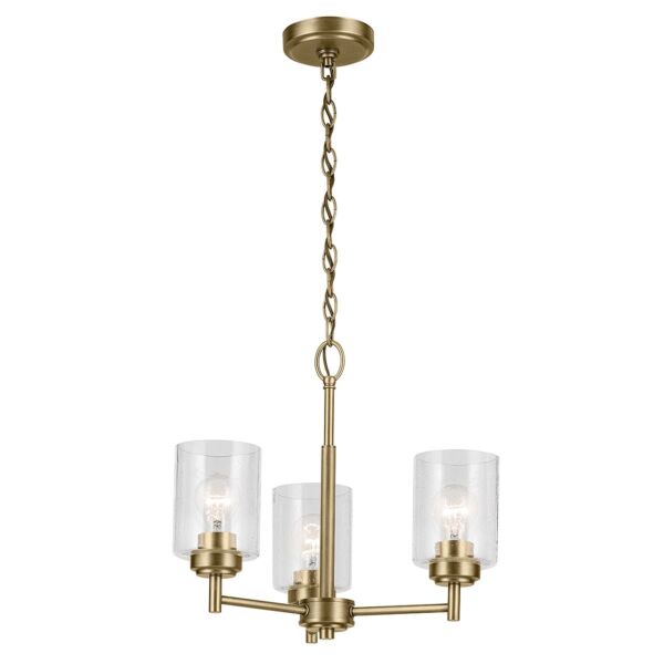 Kichler Lighting - Winslow - KL-WINSLOW3-NBR - Natural Brass Clear Seeded Glass 3 Light Ceiling Pendant Light