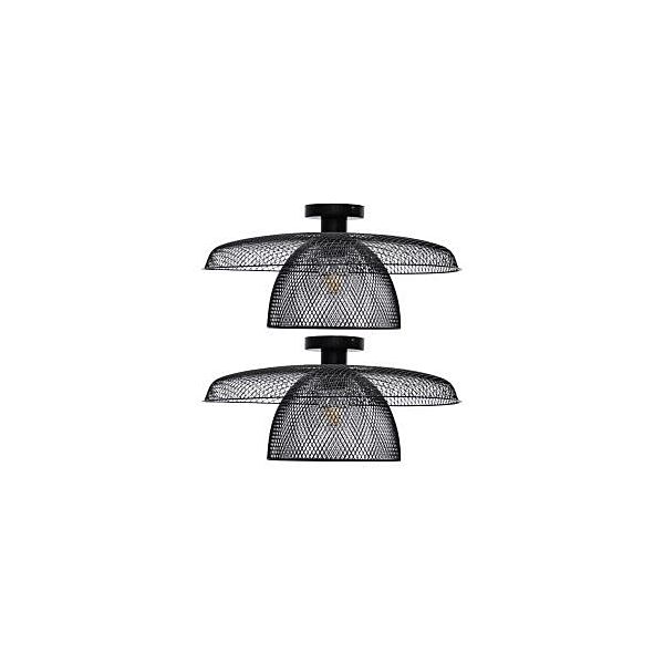 Set of 2 Cassidy - Black Metal Wire Tiered Flush Ceiling Lights