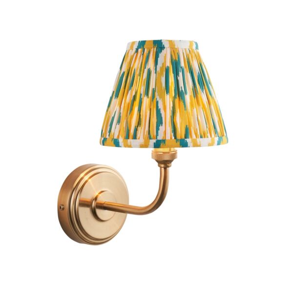 Endon Lighting - Step Arc & Ikat 16cm - 115754 - Aged Brass Yellow Jade Wall Light