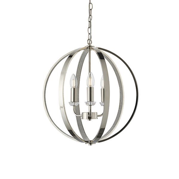 Endon Lighting - Ritz - 81507 - Nickel Clear Jewelled 3 Light Ceiling Pendant Light