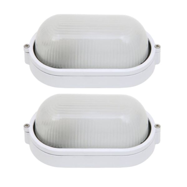 Set of 2 Echo - White Opal IP44 Outdoor Bulkhead Lights