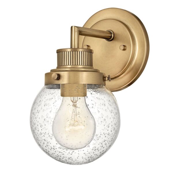 Quintiesse - Poppy - QN-POPPY1-HB-BATH - Heritage Brass Clear Seeded Glass IP44 Bathroom Wall Light