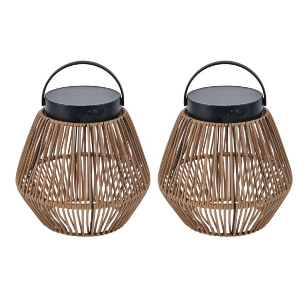 Set of 2 Coppa - LED Black Clear IP44 Outdoor Portable Lamps