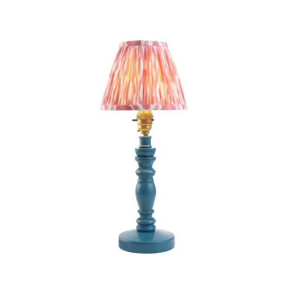 Endon Lighting - Bibury & Ikat 16cm - 115888 - Blue Aged Brass Pink Table Lamp With Shade
