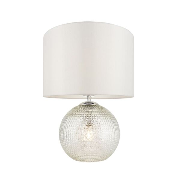 Endon Lighting - Knighton - 98085 - Clear Textured Glass Vintage White Table Lamp With Shade