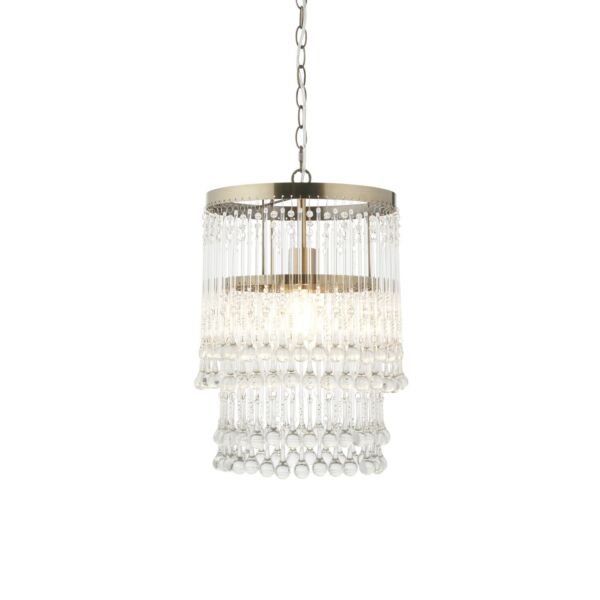 Endon Lighting - Genevieve - 104503 - Antique Brass Clear Crystal Glass Ceiling Pendant Light