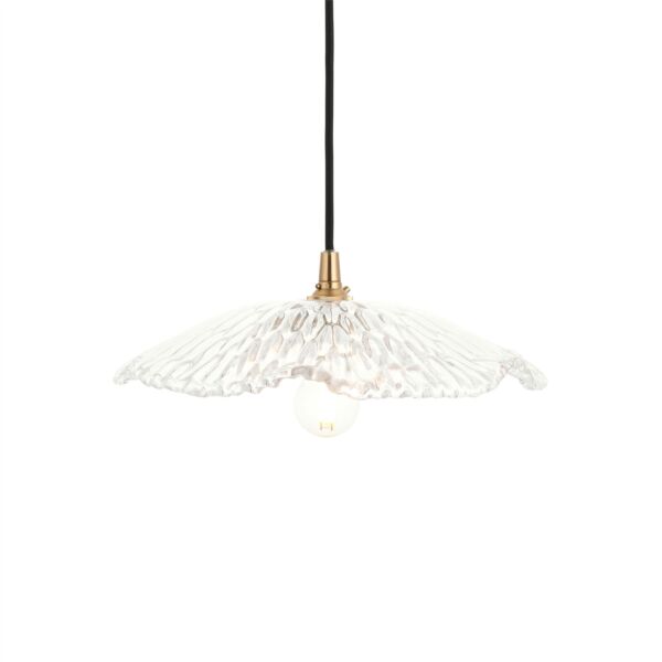 Endon Lighting - Eltham - 120751 - Aged Brass Black Twisted Clear Glass Ceiling Pendant Light