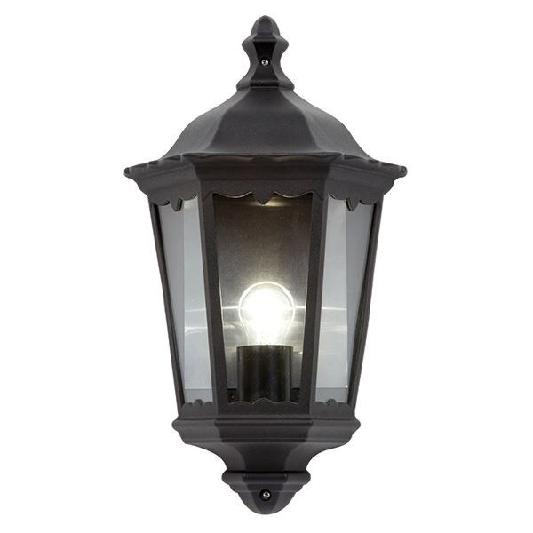 Endon Lighting - Burford - 76547 - Black Clear Glass IP44 Outdoor Wall Light