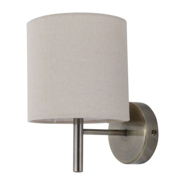 Brea - Antique Brass Wall Light with Natural Linen Shade