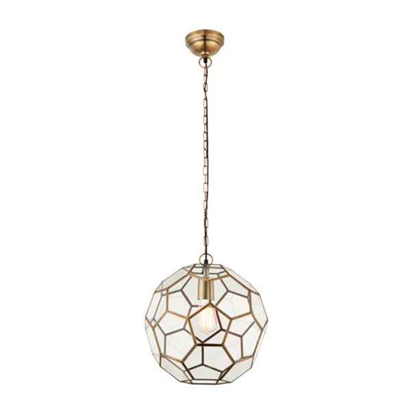 Endon Lighting - Miele - 69784 - Antique Brass Clear Glass Ceiling Pendant Light