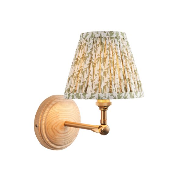 Endon Lighting - Wood Wing & Leaf 16cm - 115841 - Ash Wood Green Wall Light
