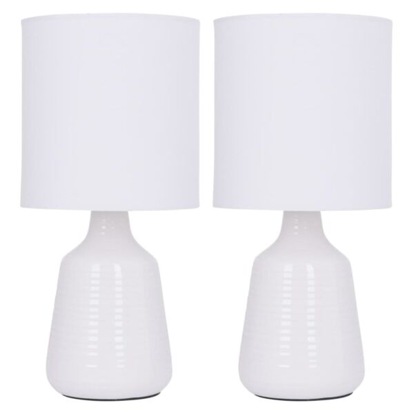 Set of 2 Ripple 29cm White Lamps