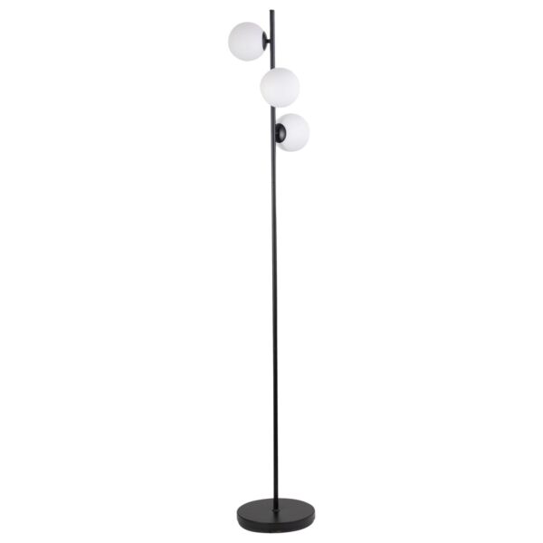 Black Floor Lamp with Opal Globe Shades