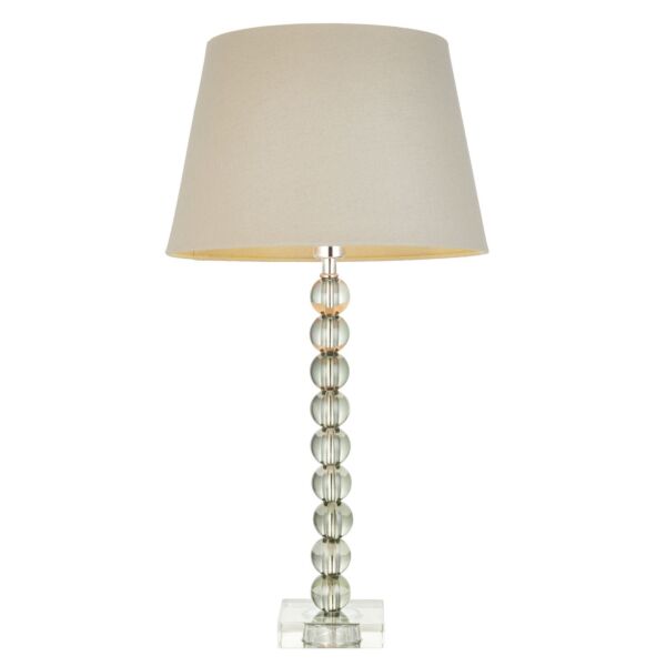 Endon Lighting - Adelie - 100347 - Green Tint Crystal Glass Nickel Grey Table Lamp With Shade