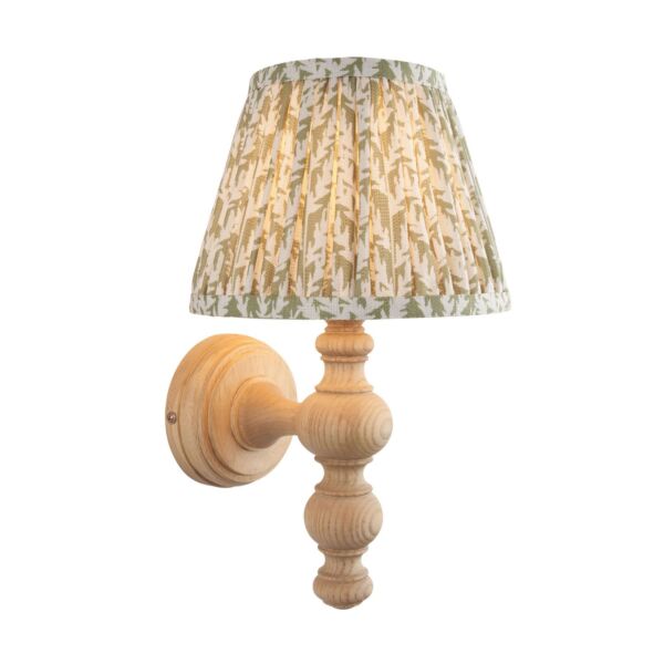 Endon Lighting - Bibury & Leaf 20cm - 114322 - Ash Wood Aged Brass Green Wall Light