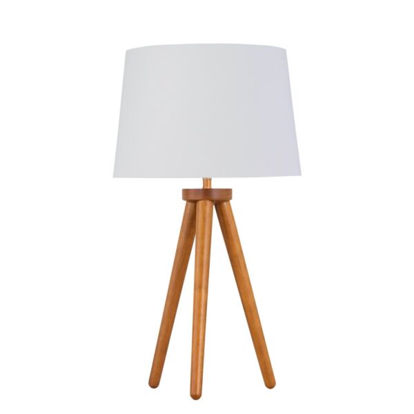 Voyage - Dark Oak Table Lamp or Bedside Light with White & Gold Shade