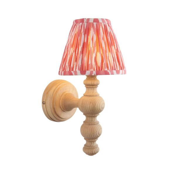 Endon Lighting - Bibury & Ikat 16cm - 114302 - Ash Wood Aged Brass Pink Wall Light