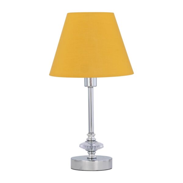 Chrome Jewelled Table Lamp with Ochre Yellow Shade
