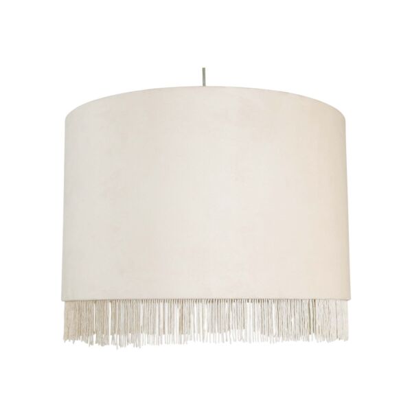 Fringed - Off White 38cm Fringed Velvet Pendant Shade