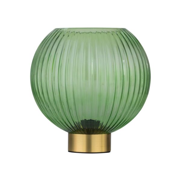 Betchley - Battery Operated Satin Brass Lamp with Green Glass