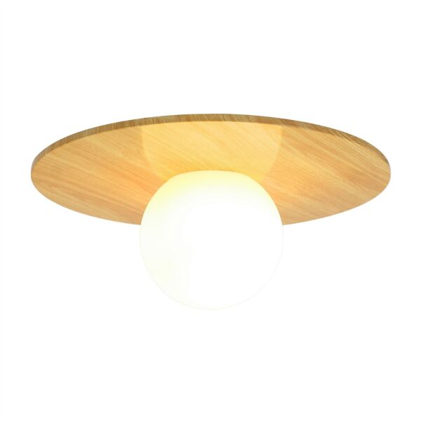 Nordlux - Siona - 2510016014 - Wood Effect Opal Glass IP44 Bathroom Ceiling Flush Light