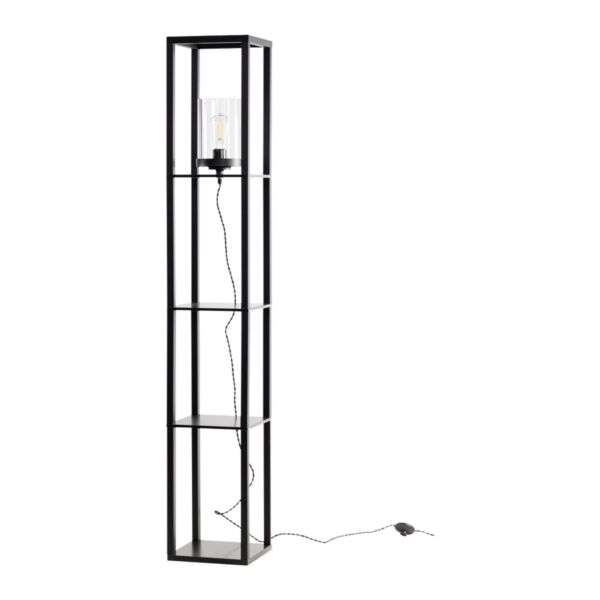 Giles - Shelved Unit Floor Lamp with Glass Shade