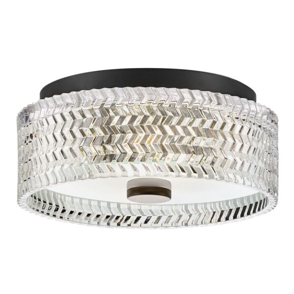Hinkley Lighting - Elle - HK-ELLE-F-S-BK - Black Clear Frosted Glass 2 Light Flush Ceiling Light
