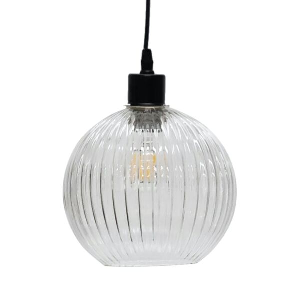 Betchley - Clear Ribbed Glass Globe Easy Fit Pendant Shade