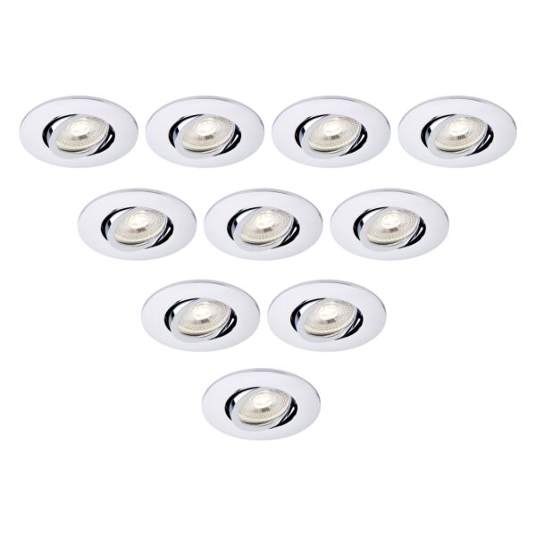 Saxby Lighting - Set of 10 Saxby ShieldONE 75 - 111580 & 113320 - Chrome Tilt Recessed Fire Rated Ceiling Downlights