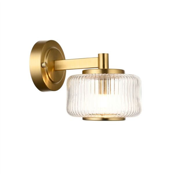 Endon Lighting - Stamford - 120633 - Aged Brass Clear Ribbed Glass Wall Light
