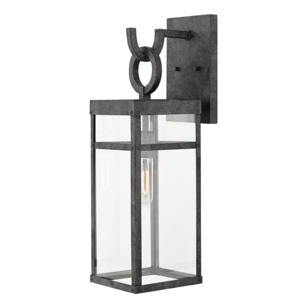 Quintiesse - Porter - QN-PORTER-L-DZ - Aged Zinc Clear Glass IP44 Outdoor Wall Light