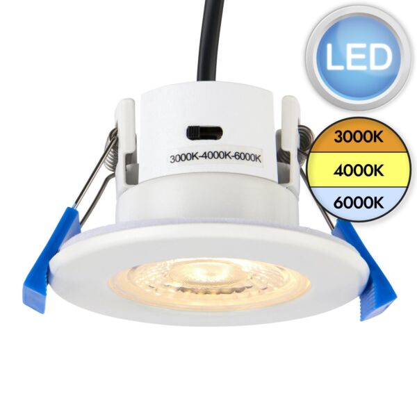 Saxby Lighting - ShieldECO CCT - 109804 - LED White Clear IP65 Bathroom Recessed Fire Rated Ceiling Downlight