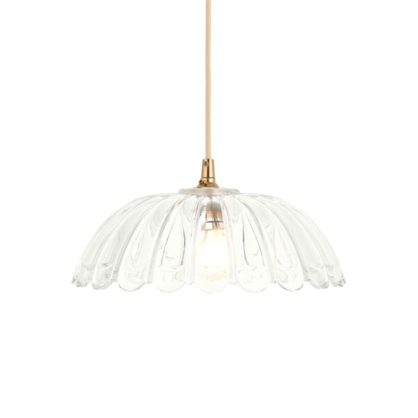 Endon Lighting - Eltham - 121003 - Aged Brass Natural Twisted Clear Glass Ceiling Pendant Light