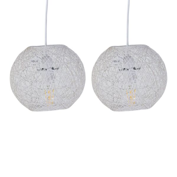 Set of 2 Abaca - White 8" Globe Ceiling Light Shades