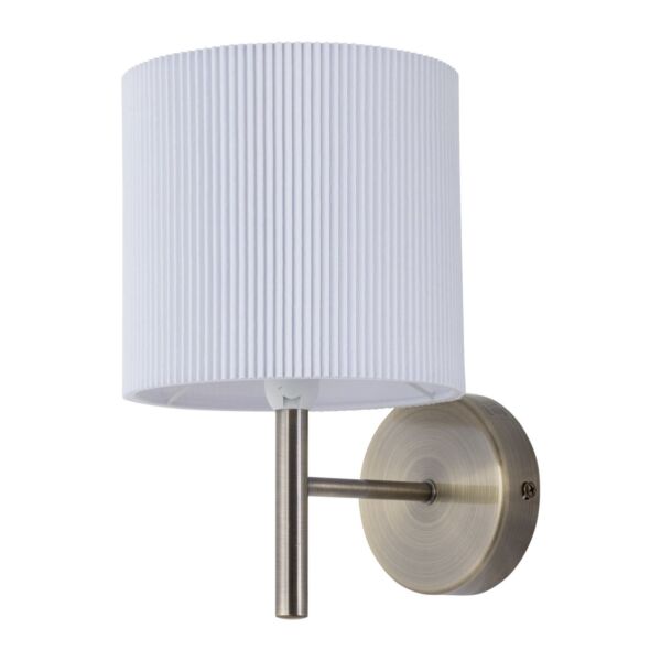 Brea - Antique Brass Wall Light with White Pleated Shade