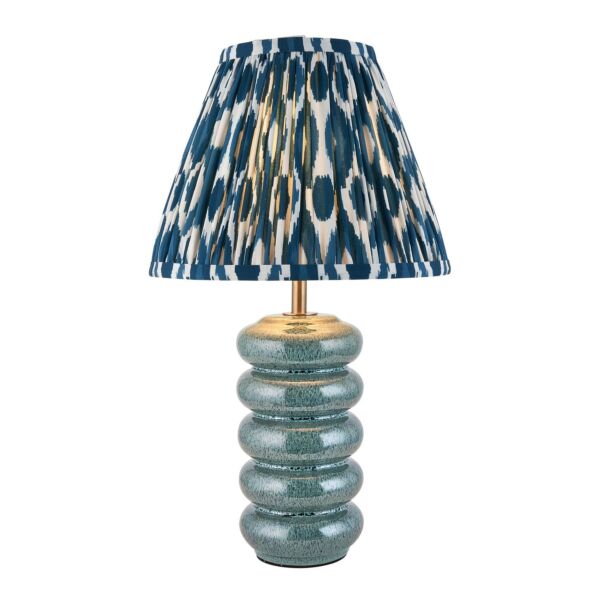 Endon Lighting - Squash & Ikat 25cm - 116491 - Ocean Spray Aged Brass Blue Ceramic Table Lamp With Shade