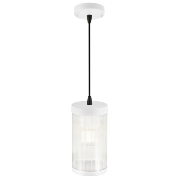 Nordlux - Coupar - 2218053001 - White Clear Ribbed Glass IP54 Outdoor Ceiling Pendant Light