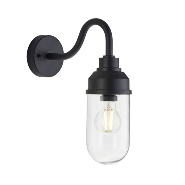Endon Lighting - Truro - 118760 - Black Clear Glass IP44 Outdoor Wall Light