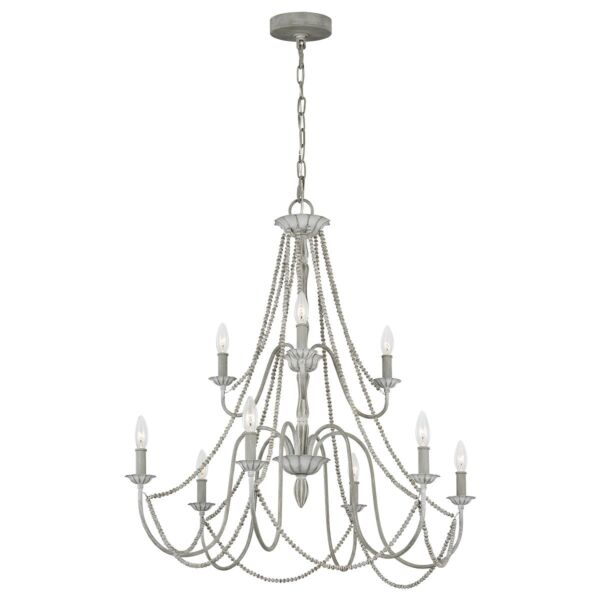 Feiss Lighting - Maryville - FE-MARYVILLE9 - Washed Grey Wood 9 Light Chandelier