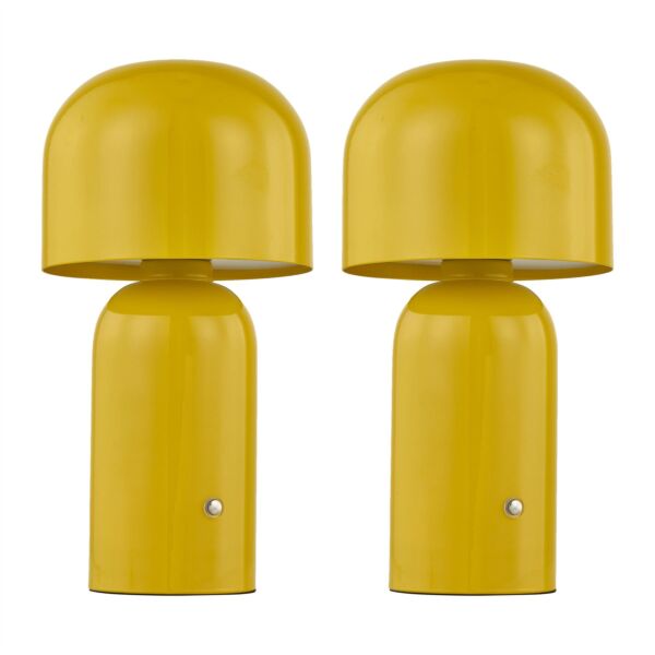 Christina - Yellow LED Rechargeable Touch Table Lamps Twin Pack