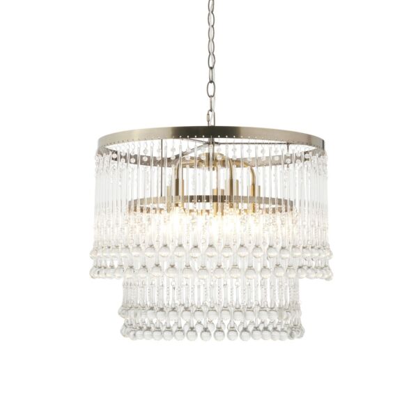 Endon Lighting - Genevieve - 104504 - Antique Brass Clear Crystal Glass 5 Light Ceiling Pendant Light