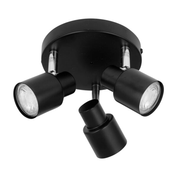 Irwin - Black 3 Light IP44 Bathroom Round Spotlight