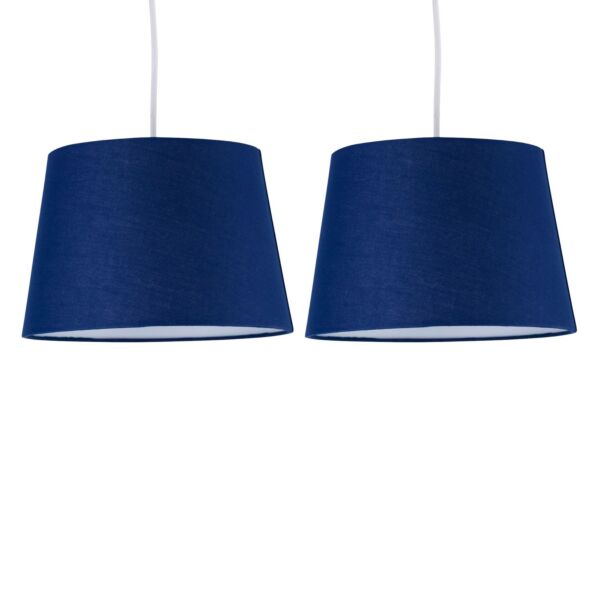 Set of 2 Navy Blue Cotton 23cm Tapered Cylinder Pendant or Lamp Shades