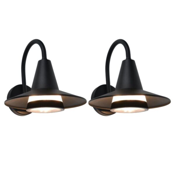 Set of 2 Swan - Black Clear IP54 Outdoor Wall Lights
